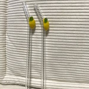 Set of 2 Lemon Glass Straws